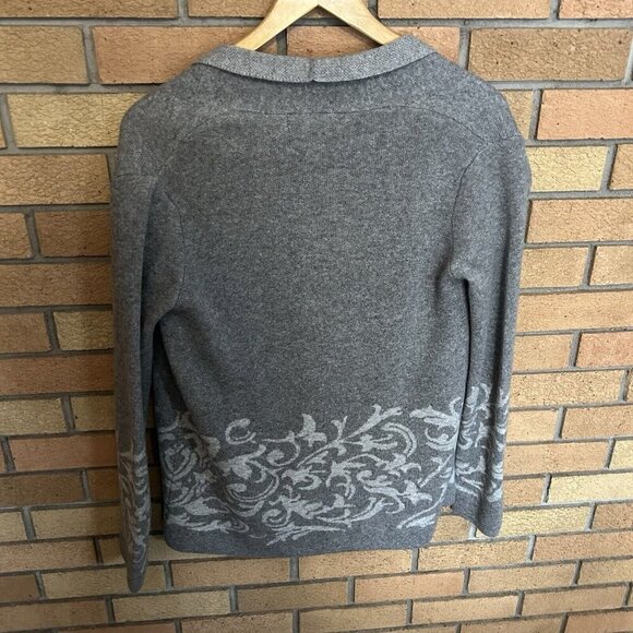 Benedetta B. Womens Open Front Cardigan Sweater Gray Print Size S Made in Italy - Picture 5 of 6
